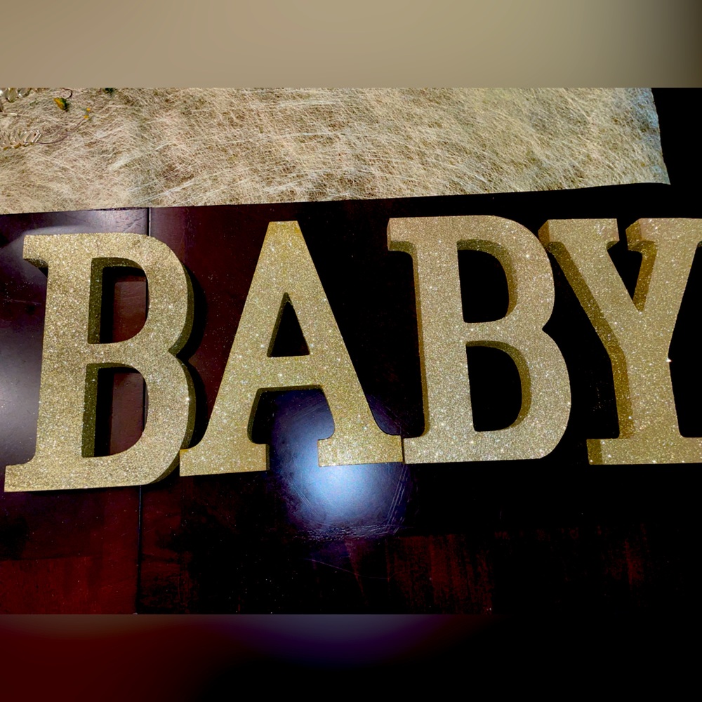 Gold glitter letters BABY